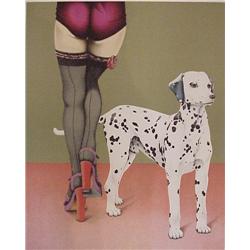 Michel Plaisir (20th Century) European, DALMATION & GIRL, color lithograph, signed in pencil, f...