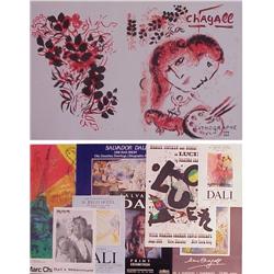 Posters: Chagall, Miro, Dali (nine), Marc Chagall, two exhibition posters; Joan Miro, one color...