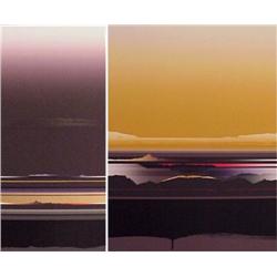 Tetsuro Sawada (20th Century) Japanese (two), VIEWS; NIGHT VIEWS, 1987, two color screenprints,...