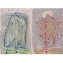 Roberto Sguazzi (b. 1965) Italian (two), STRIPPED FIGURE; RED FIGURE ON BLUE, 1998, two color p...