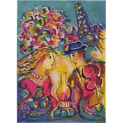 Zamy Steynovitz (20th Century) European, PARIS SERENADE, color screenprint, signed in pencil, f...