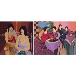 Itzchak Tarkay (b. 1935) Yugoslavian/Israeli (two), ASHLEY & ABIGAIL, screenprint, signed in pe...