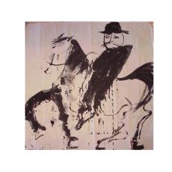 Walasse Ting (Ding Xiongquan) (b.1929) Chinese/American, SAM ON HORSEBACK, Sumi ink drawing on...