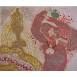 Theo Tobiasse (b. 1927) French, SUR ES RIVS DE BABYLONE, color carborumdum gravure, signed in p...