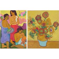 after Van Gogh & Gauguin by Sydney Helfman (two), AFTER VAN GOGH; AFTER GAUGUIN, two each an oi...