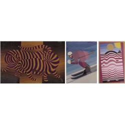 Victor Vasarely (1908-1997) Hungarian (three), TIGER; SKIER; UNTITLED, three color screenprints...