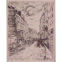Maurice Vlaminck (1876-1958) French, RUE DE PARIS, etching, signed in the plate (beveled), imag...