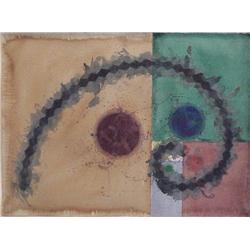 Tom Wudl (b. 1948) American, BALLS AND SPIRAL, 1974, watercolor on paper, 22 x 30”, signed and...
