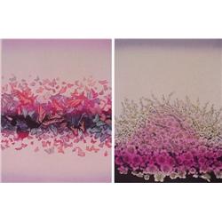 Chuzuko Yoshida (20th Century) Japanese (two), BUTTERFLIES IN SPRING; APPLE BLOSSOMS IN SPRING...
