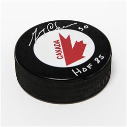 Gerry Cheevers Team Canada Autographed 1976 Canada Cup Hockey Puck with HOF