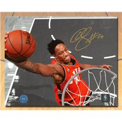 DeMar DeRozan Toronto Raptors Autographed Spotlight Netcam Dunk 8x10 Photo