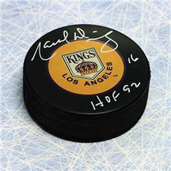 Marcel Dionne Los Angeles Kings Autographed Hockey Puck with HOF Note