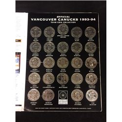 1993-94 OFFICIAL VANCOUVER CANUCKS TEAM COIN COLLECTION