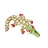 Image 1 : Eye-Catching Vintage 50's Ice Rhinestone Enamel Alligator Crocodile Brooch