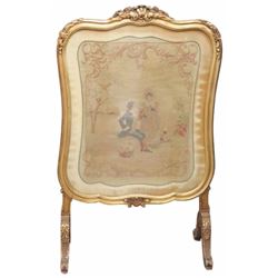 Antique Gilt Carved Needlepoint Screen