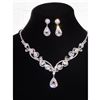 Image 2 : Clear Rhinestone Crystal Necklace And Teardrop Earrings Set