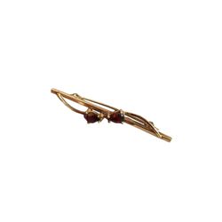 Edwardian Gold & Garnet Bar Brooch Pin