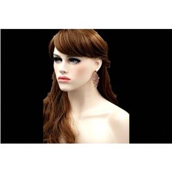 Peach Czech Crystal Rose Gold Drop Costume Earrings