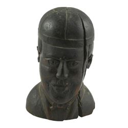19thc Carved Wooden Head Sporting Figure