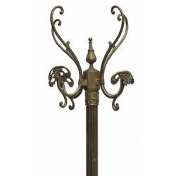 Gilt Brass Hall Tree With Coat & Hat Rack