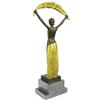 Image 3 : Signed~Chiparus~ Gold Patina Gilt Shawl Dancer Bronze Sculpture Marble