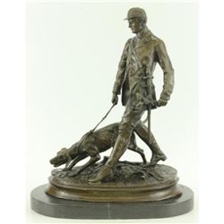 Unique Bronze Marble Statue Fox Hunt Club Scent Hound Dog Hunter Christmas