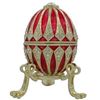 Image 1 : 3.25" Red Enamel Jeweled Faberge Inspired Easter Egg