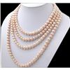 Image 1 : Fabulous, 100 Inch - 14 kt. gp Clasp AA 7-8mm Pink Akoya Cultured Pearl Necklace