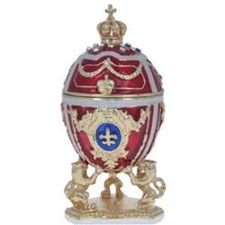 2.75" Lions Holding Royal Crown Faberge Inspired Egg