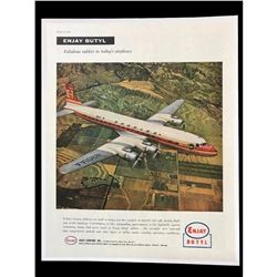 1956 Rubber Company, Enjay Butyl, Douglas DC-7 Airplane Magazine Ad