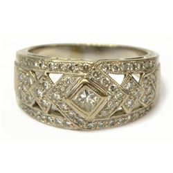 Vintage Estate 14kt White Gold & Diamond Ring