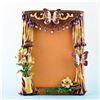 Image 1 : 5.5" x 4.5" Curtains with Butterfly and Flowers Russian Antique Style Faberge Picture Frame