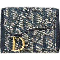 Authentic Christian Dior Navy Logo Bi-fold Wallet