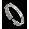 Image 3 : Designer Style Balinese Silver Wheat Gold Crystals Buckle Hinged Bangle Bracelet