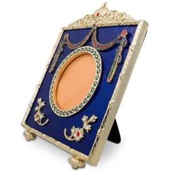 5" Faberge Square Blue Enameled Guilloche Russian Antique Style Picture Frame