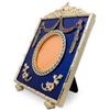 Image 1 : 5" Faberge Square Blue Enameled Guilloche Russian Antique Style Picture Frame