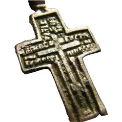 Prayer Big Relief Late Medieval Church Bronze Cross Pendant
