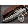 Image 4 : FK USA Custom Handmade Damascus Walnut Wood & Dyed Bone Hunting Bowie Knife