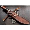 Image 8 : FK USA Custom Handmade Damascus Walnut Wood & Dyed Bone Hunting Bowie Knife