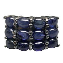 Modern Cabochon Sapphires Sterling Silver Ring