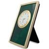 Image 1 : 5" Faberge Green Enameled Guilloche Rectangle Russian Antique Style Clock