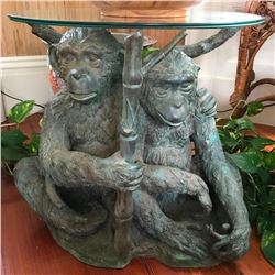 Large Bronze Monkeys Chimpanzees Table