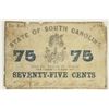 Image 1 : 1863 STATE OF SOUTH CAROLINA 75 CENT OBSOLETE BANK