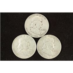 1952-D,60-D & 62-D FRANKLIN HALF DOLLARS