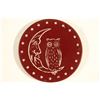 Image 1 : VINTAGE POKER CHIP MAROON / BEIGE ENGRAVED OWL