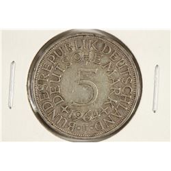 1964-F GERMAN SILVER 5 MARK