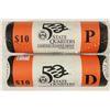 Image 1 : 2-$10 ROLLS OF 2008-P & D OKLAHOMA QUARTERS