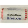 Image 1 : $25 ROLL OF 2010 ABRAHAM LINCOLN DOLLARS UNC