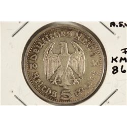 1936-E GERMAN SILVER 5 MARK