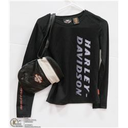 HARLEY DAVIDSON LADIES SHIRT & BAG/PURSE.